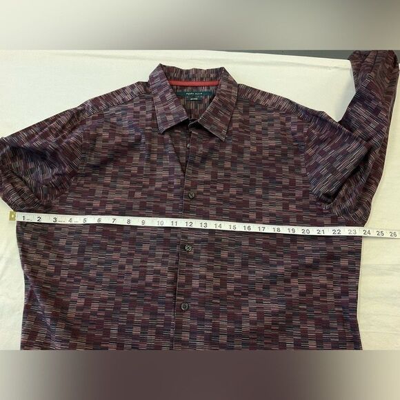 PERRY ELLIS Men's Shirt Purple Stretch Long Sleeve Pattern Print Button Front XL - Picture 5 of 10
